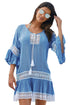 Sexy Blue Loose Beach Kaftan with Crochet Insert